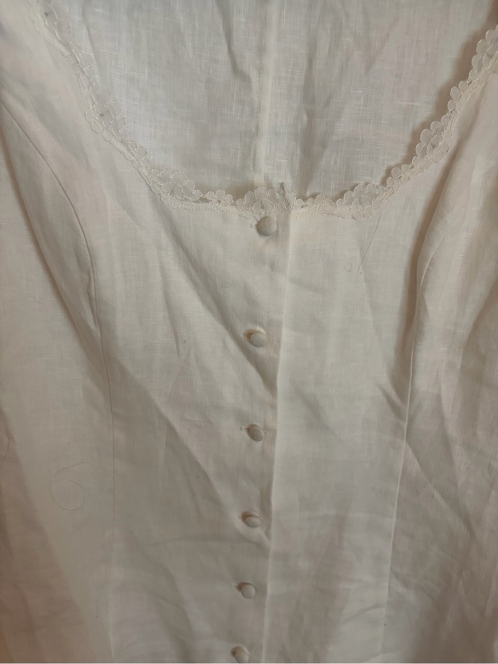 Reformation Cream Scoop Neck Linen Button-Up Blouse - Picture 3 of 7